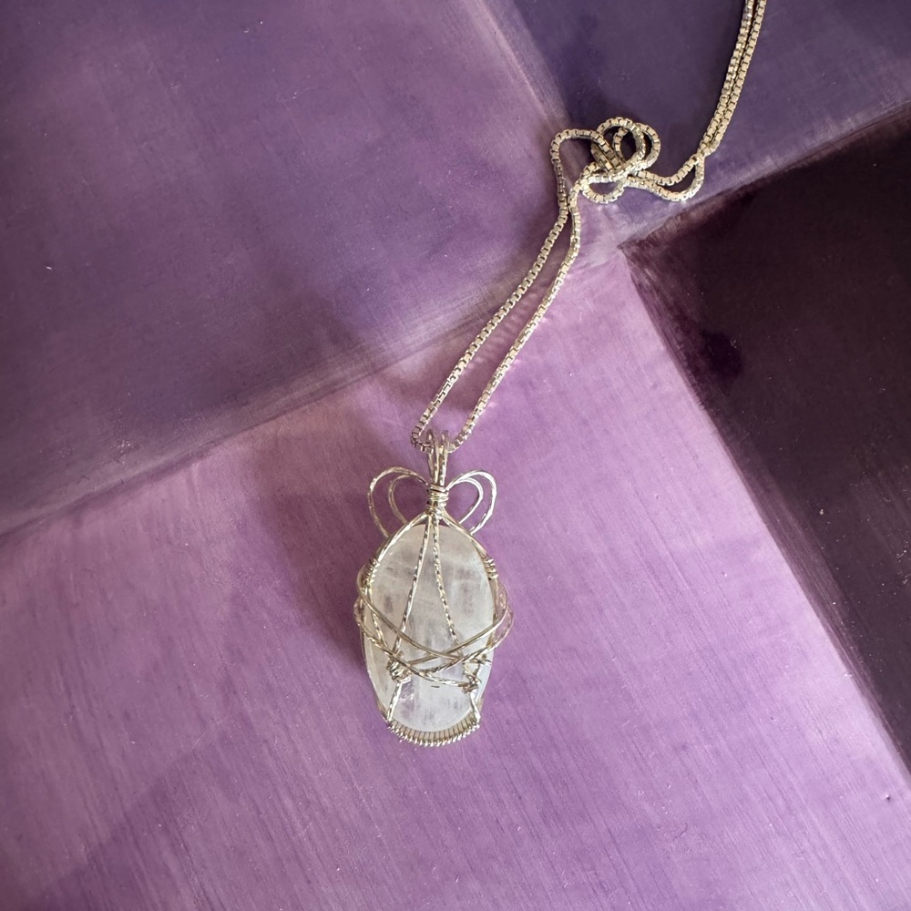 Costco Moonstone wrapped in sterling silver on 925 Italy chain
